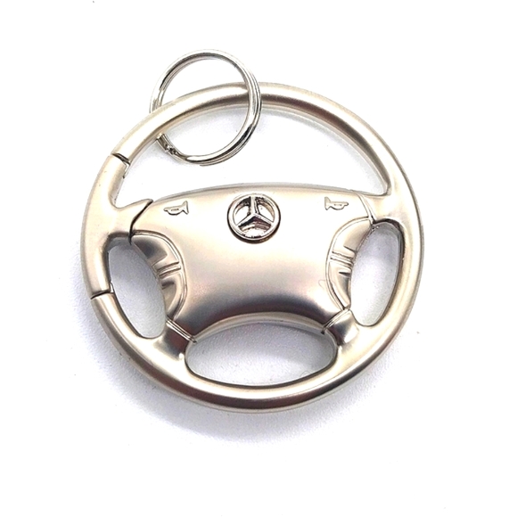 NIB Authentic Mercedes Benz Vintage Keychain Wheel Valet Fob SL Class in Nickel - Picture 3 of 7